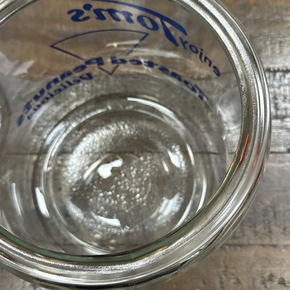 VTG Tom's Toasted Peanuts Advertising Glass Jar Embossed Lid 8